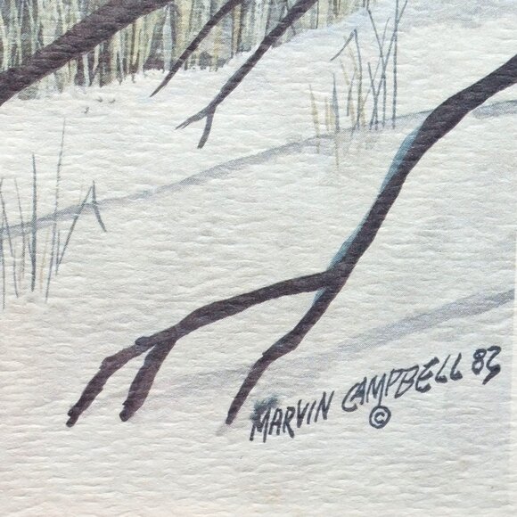 Vintage Marvin Campbell 82 Pheasant Print In Gold Metal Frame - Picture 3 of 4